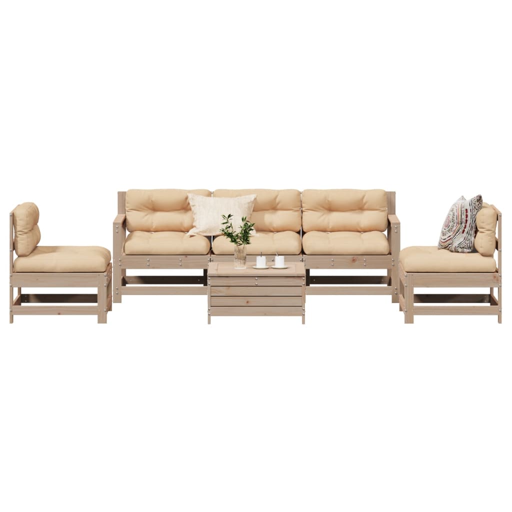 Set Mobilier De Grădină Cu Perne, 6 Piese, Lemn Masiv De Pin