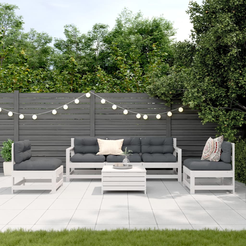 Set Mobilier De Grădină Cu Perne, 6 Piese, Lemn Masiv De Pin