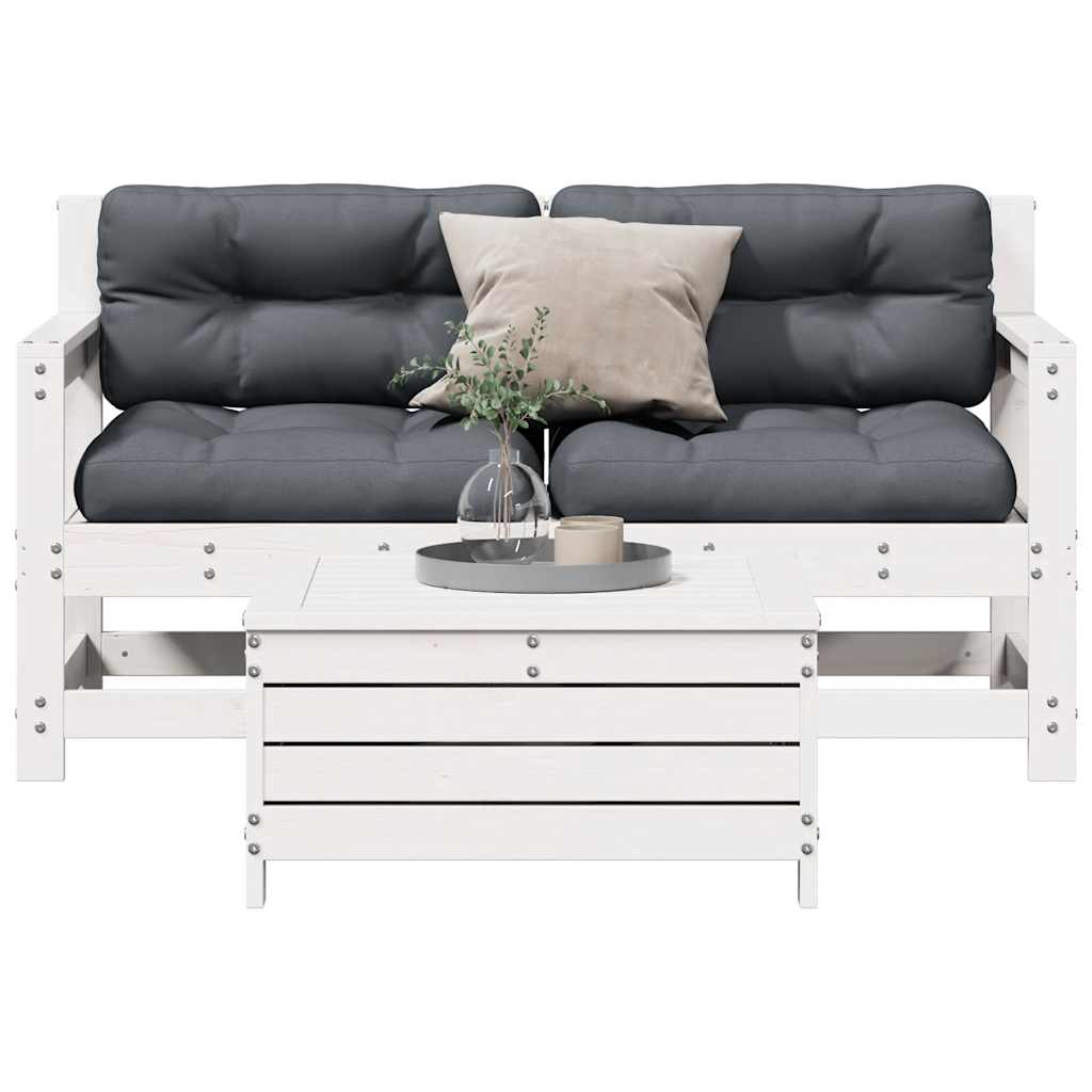 Set Mobilier Grădină Cu Perne, 3 Piese, Lemn Masiv De Pin