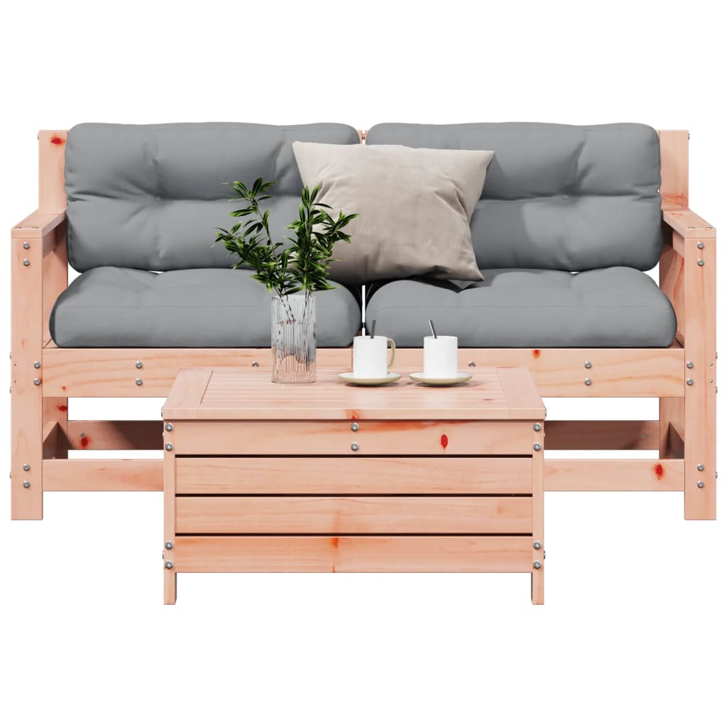 Set Mobilier Grădină Cu Perne, 3 Piese, Lemn Masiv De Pin