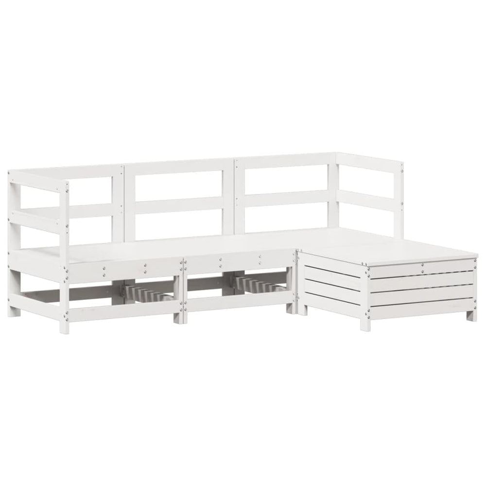 Set Canapea De Grădină, 4 Piese, Alb, Lemn Masiv De Pin