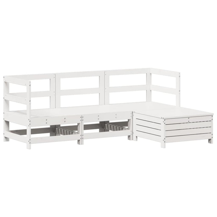 Set Canapea De Grădină, 4 Piese, Alb, Lemn Masiv De Pin