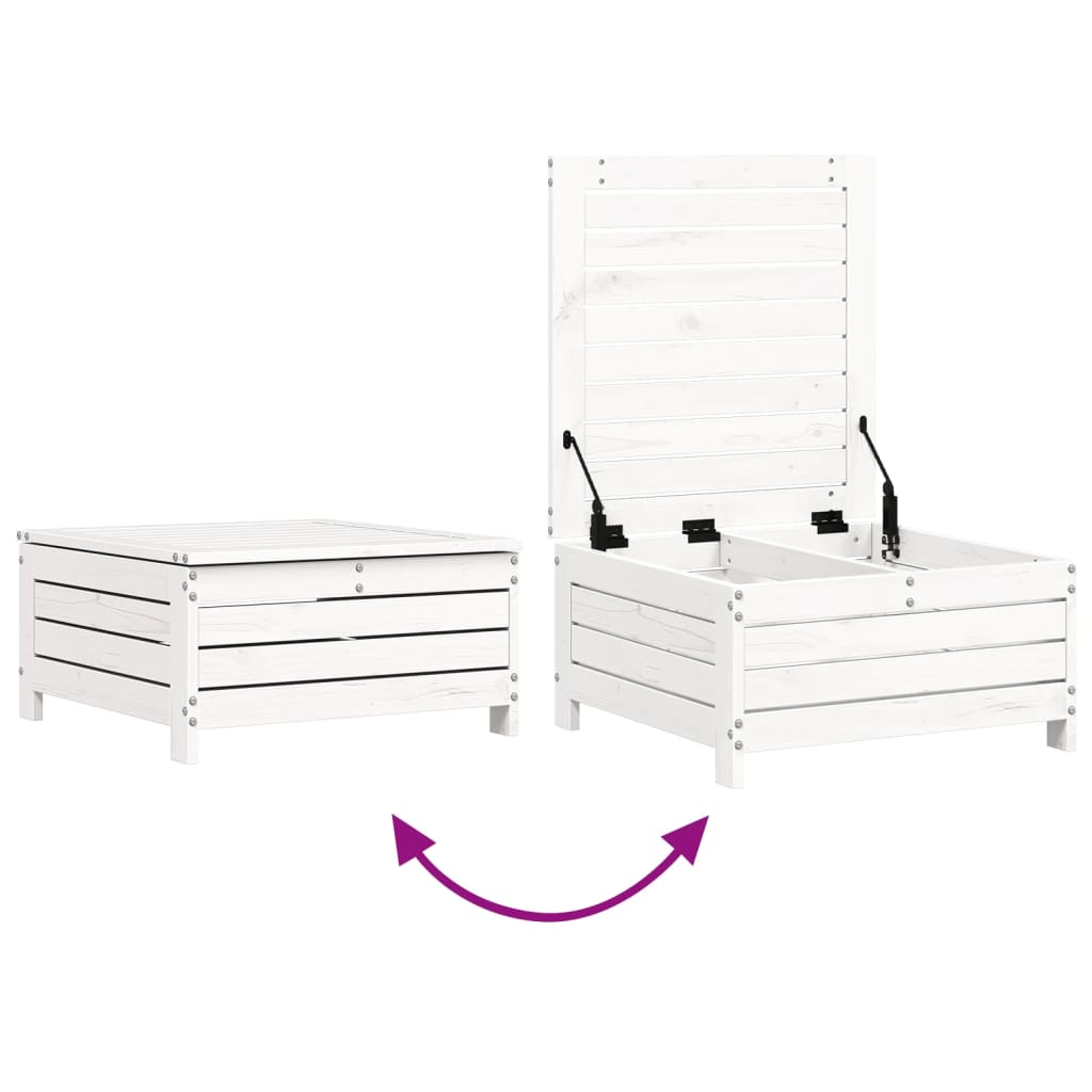 Set Canapea De Grădină, 4 Piese, Alb, Lemn Masiv De Pin