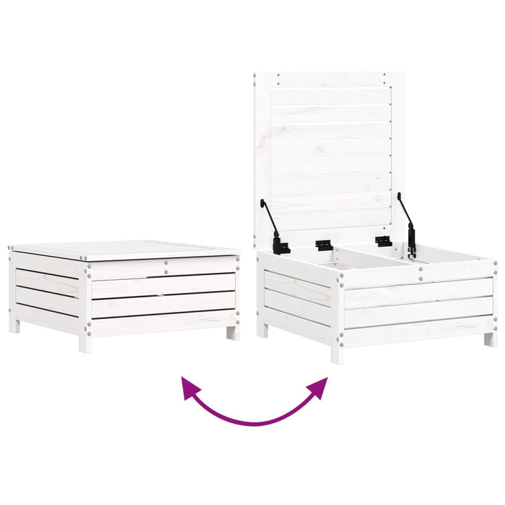 Set Canapea De Grădină, 4 Piese, Alb, Lemn Masiv De Pin