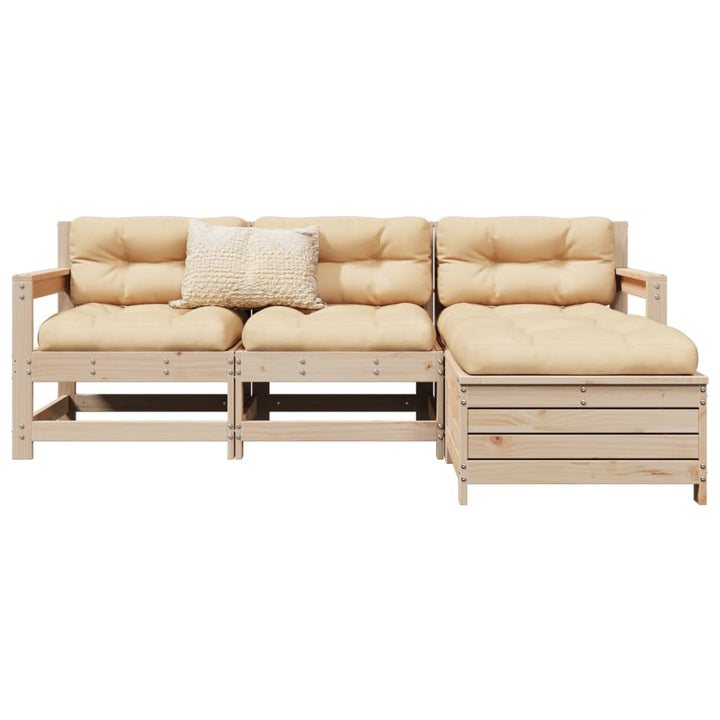 Set Canapea De Grădină, 4 Piese, Alb, Lemn Masiv Pin