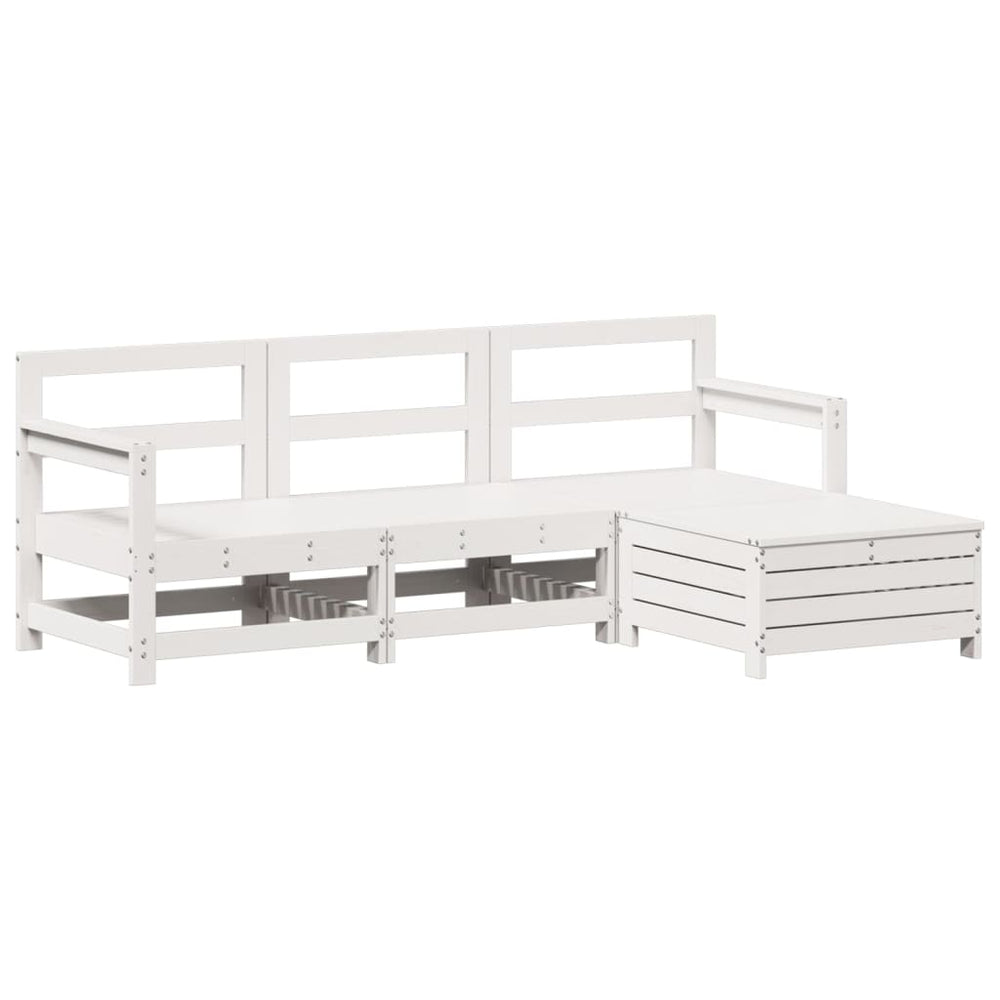 Set Canapea De Grădină, 4 Piese, Alb, Lemn Masiv Pin