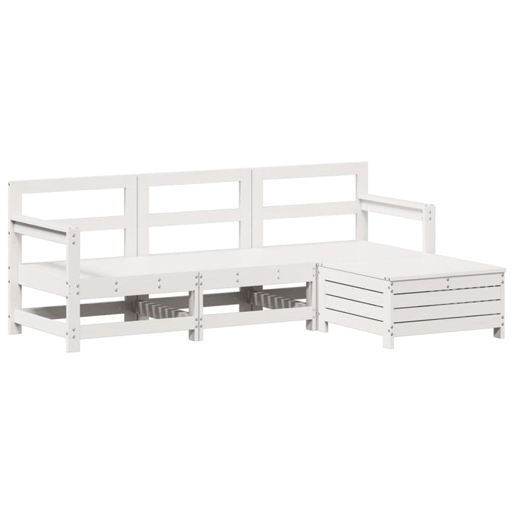 Set Canapea De Grădină, 4 Piese, Alb, Lemn Masiv Pin