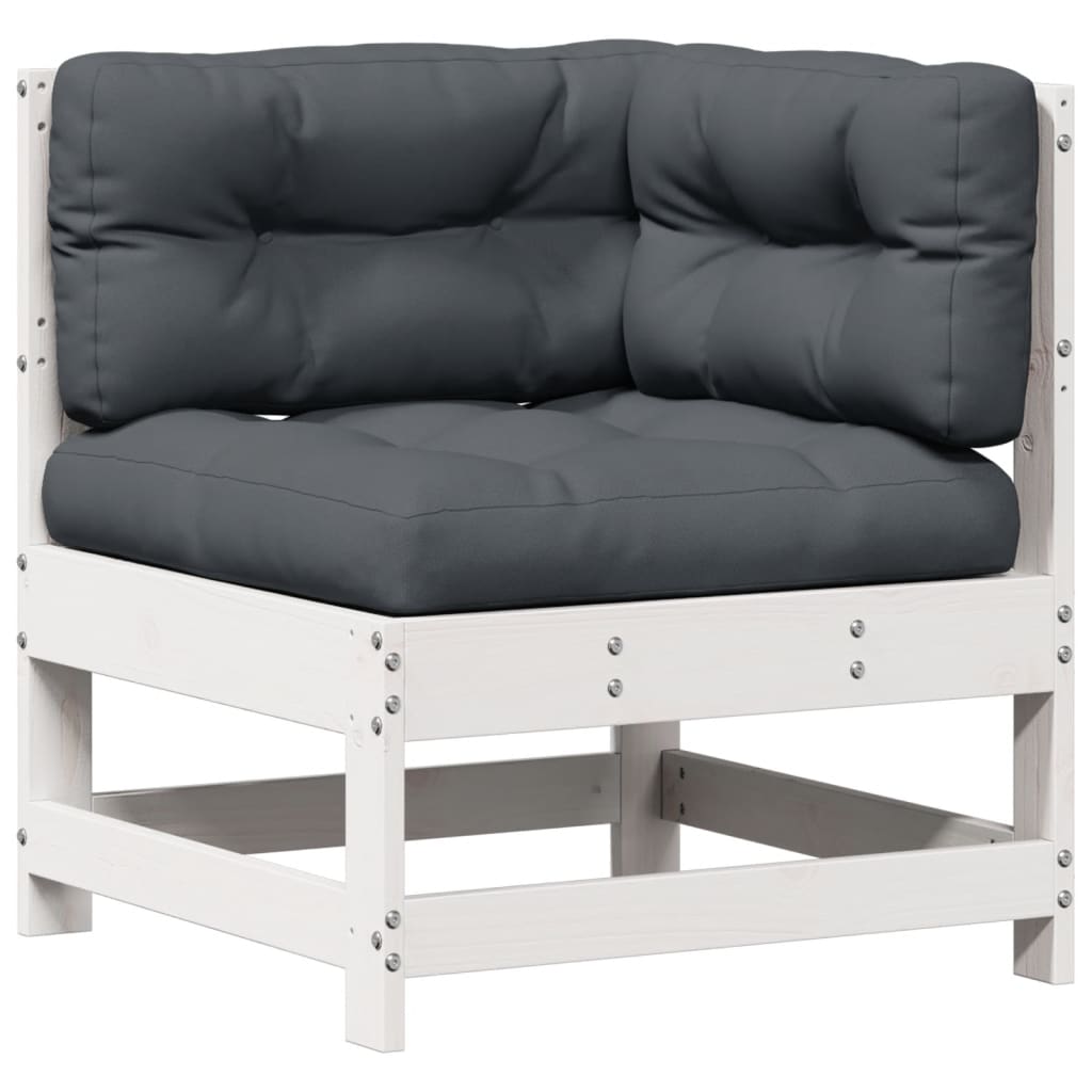 Set Mobilier Grădină Cu Perne 5 Piese Alb Lemn Masiv De Pin