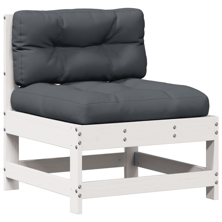 Set Mobilier Grădină Cu Perne 5 Piese Alb Lemn Masiv De Pin