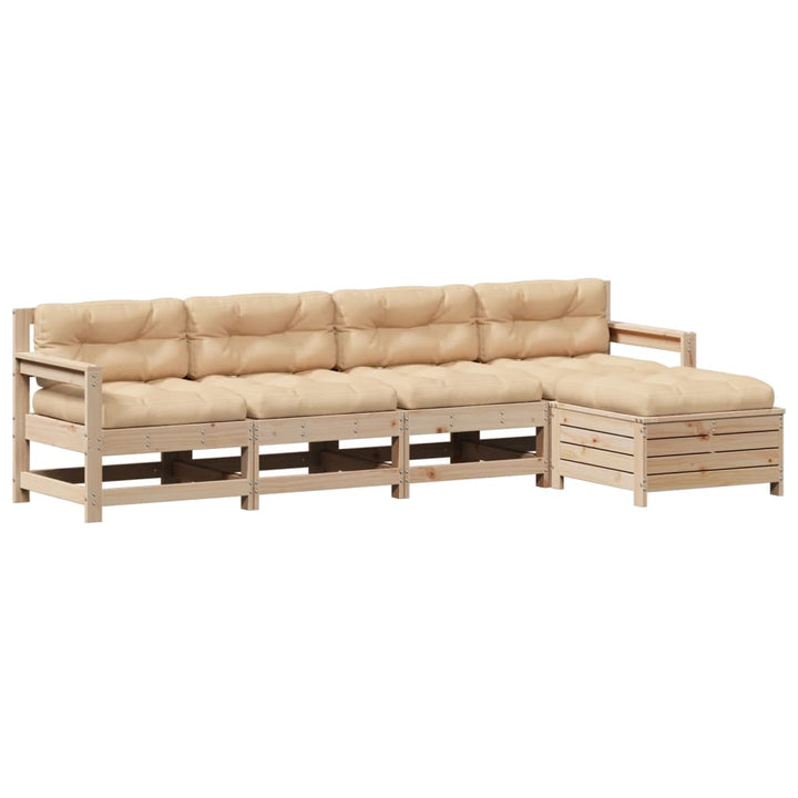 Set Mobilier De Grădină Cu Perne, 5 Piese, Lemn Masiv De Pin