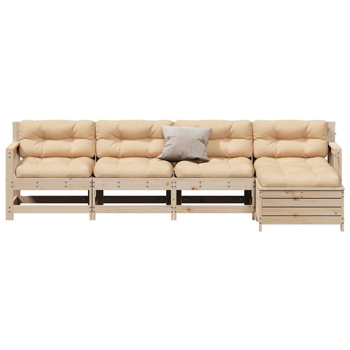 Set Mobilier De Grădină Cu Perne, 5 Piese, Lemn Masiv De Pin