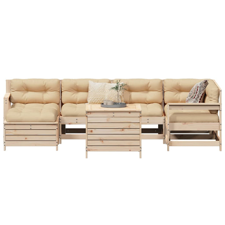 Set Canapea De Grădină, 7 Piese, Alb, Lemn Masiv De Pin
