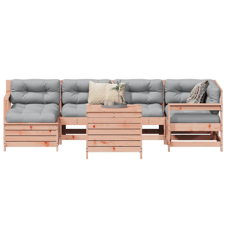 Set Canapea De Grădină, 7 Piese, Alb, Lemn Masiv De Pin