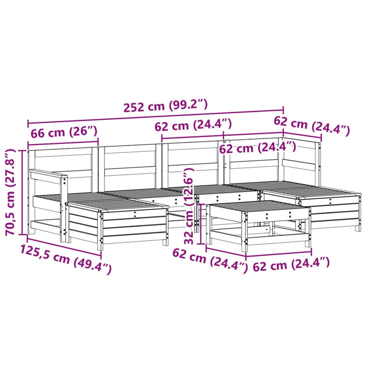 Set Canapea De Grădină, 7 Piese, Lemn De Pin Tratat