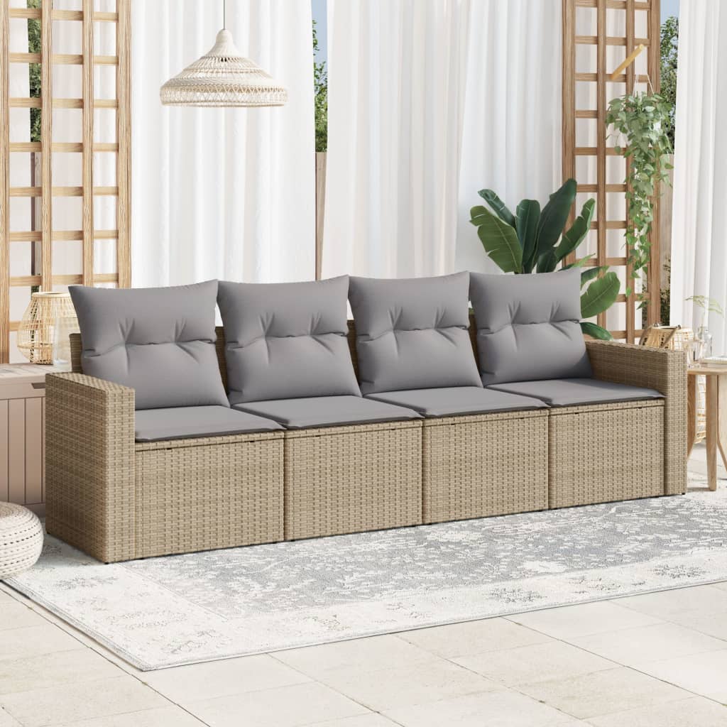 Set Mobilier De Grădină Cu Perne, 4 Piese, , Poliratan