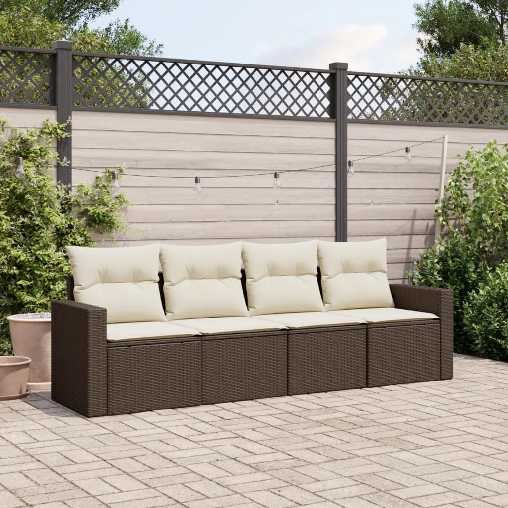 Set Mobilier De Grădină Cu Perne, 4 Piese, , Poliratan