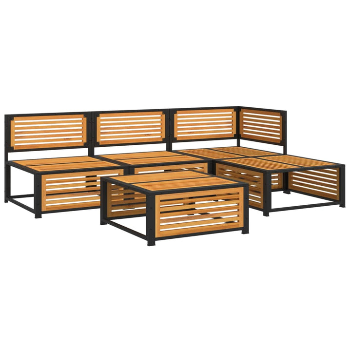 Set De Canapele De Grădină Cu Perne, 5 Buc., Lemn Masiv Acacia
