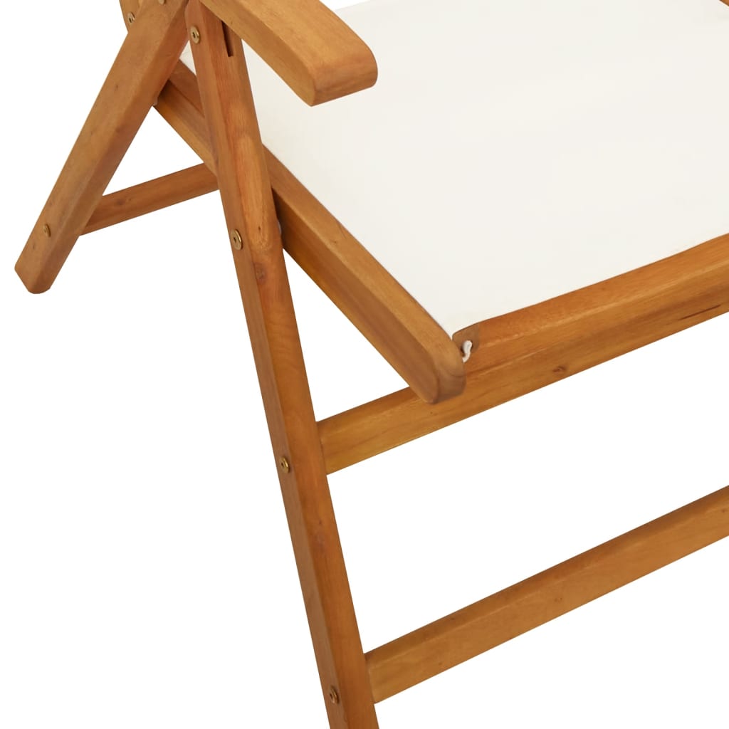 Scaune De Grădină Rabatabile 8 Buc., Textil Alb /Lemn Masiv