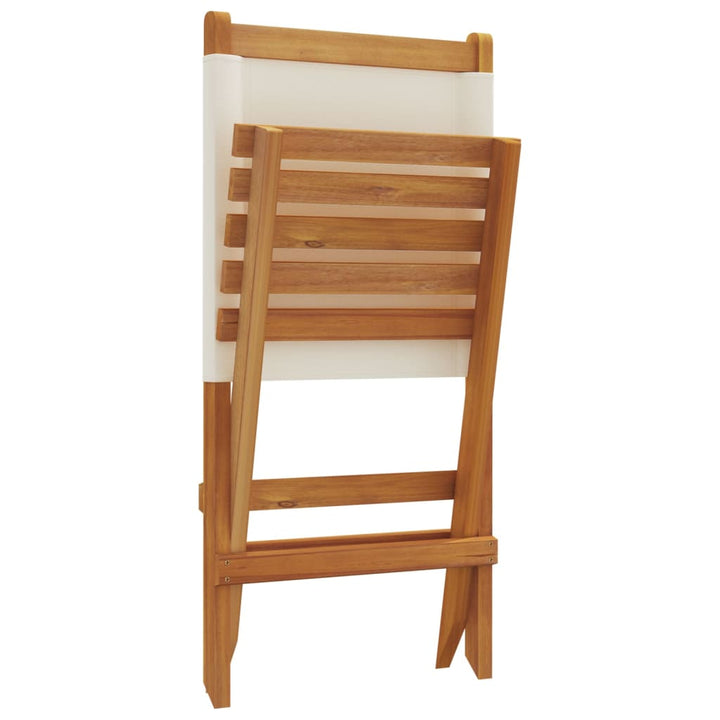 Scaune De Grădină Pliabile 6 Buc., Textil Alb /Lemn Masiv