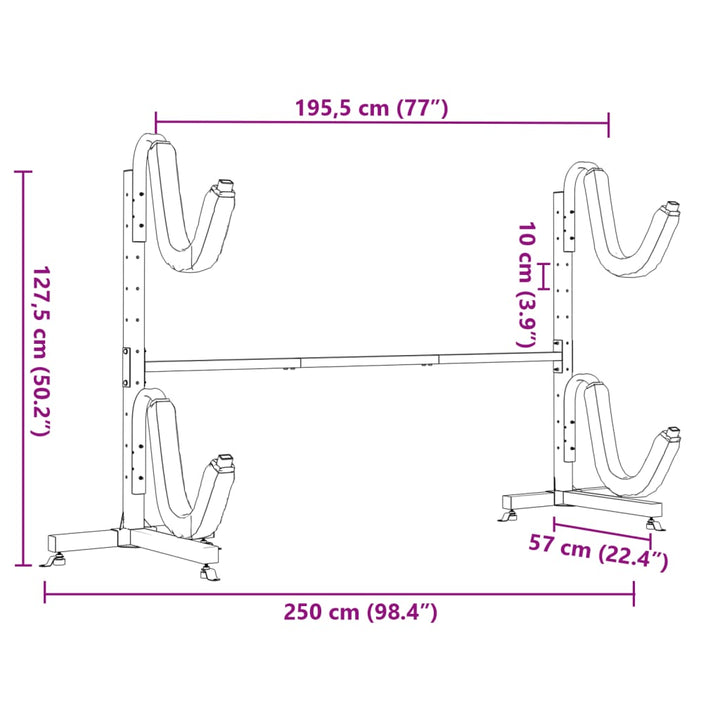 Suport De Depozitare Pentru 2 Caiace 250X57X127,5 Cm Oțel