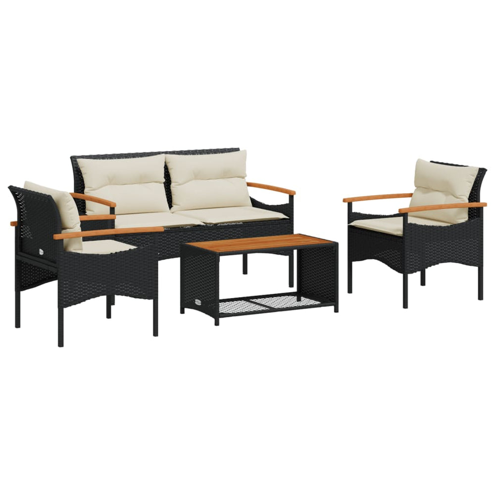 Set Mobilier De Grădină Cu Perne, 4 Piese, , Poliratan