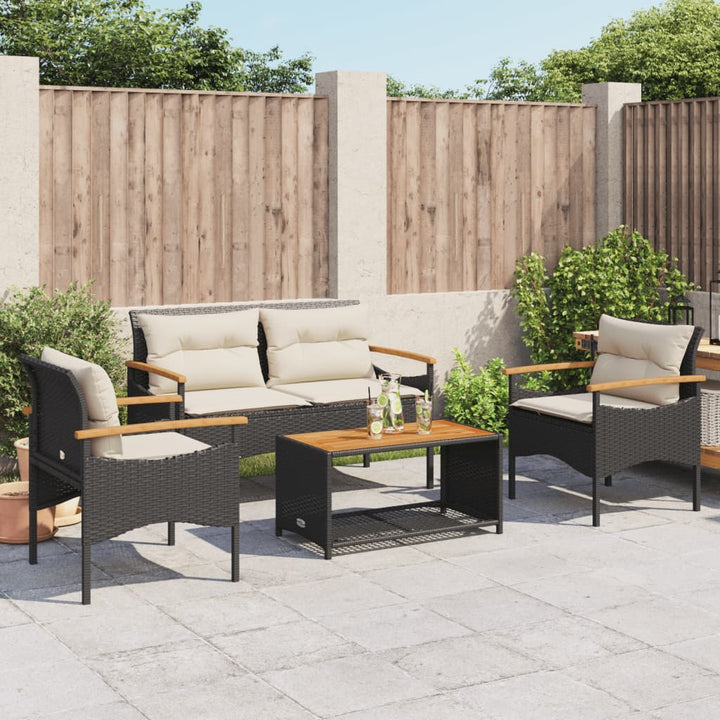 Set Mobilier De Grădină Cu Perne, 4 Piese, , Poliratan