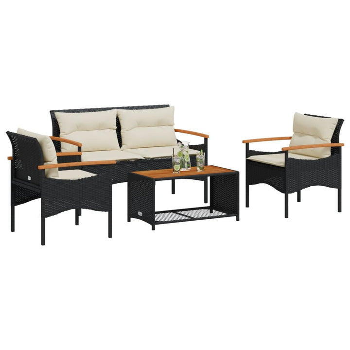 Set Mobilier De Grădină Cu Perne, 4 Piese, , Poliratan