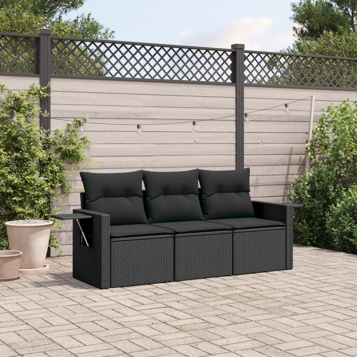 Set Canapele De Grădină, 3 Piese, Cu Perne, Bej, Poliratan