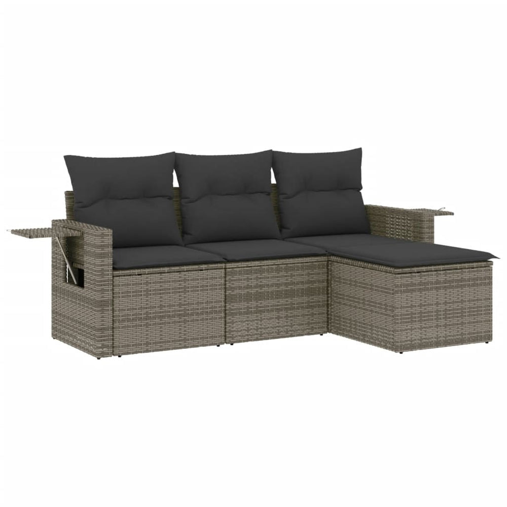 Set Canapea De Grădină Cu Perne, 4 Piese, , Poliratan