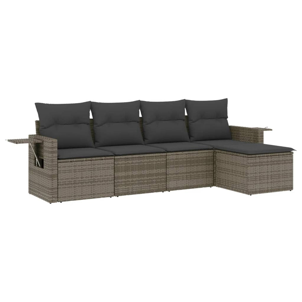 Set Canapea De Grădină Cu Perne, 5 Piese, , Poliratan