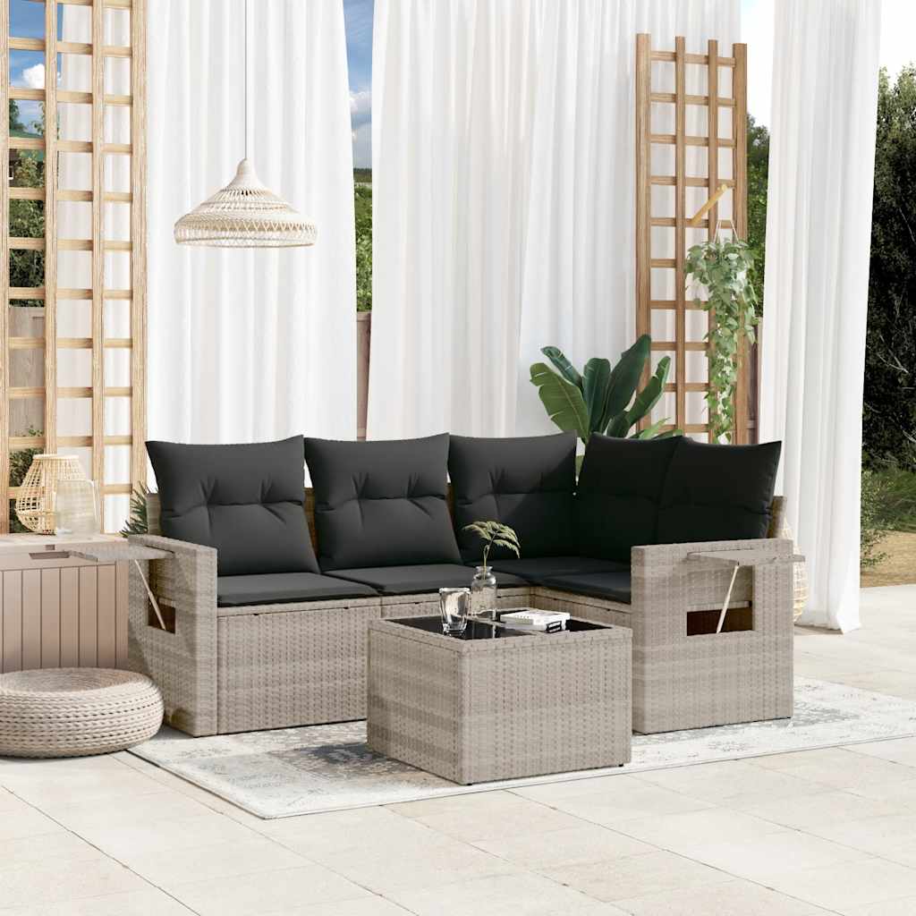 Set Canapele De Grădină, 4 Piese, Cu Perne, Bej, Poliratan