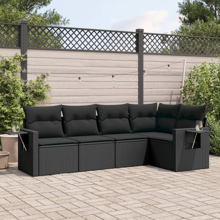 Set Mobilier De Grădină Cu Perne, 5 Piese, , Poliratan