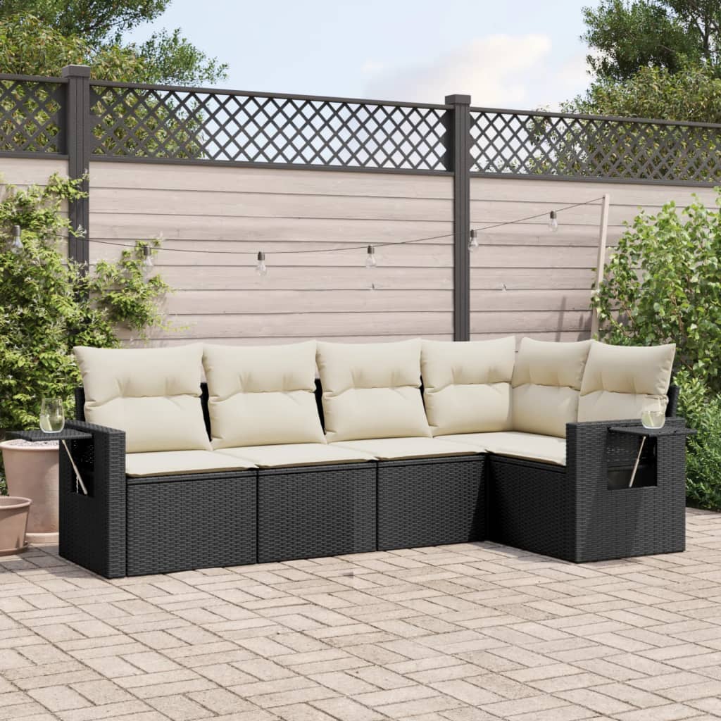 Set Mobilier De Grădină Cu Perne, 5 Piese, , Poliratan