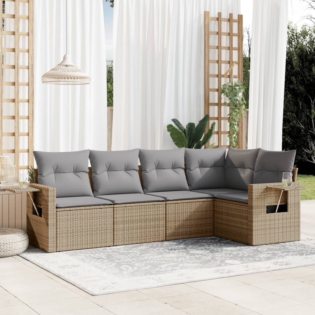 Set Mobilier De Grădină Cu Perne, 5 Piese, , Poliratan