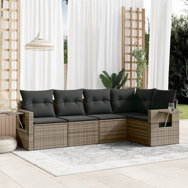 Set Mobilier De Grădină Cu Perne, 5 Piese, , Poliratan