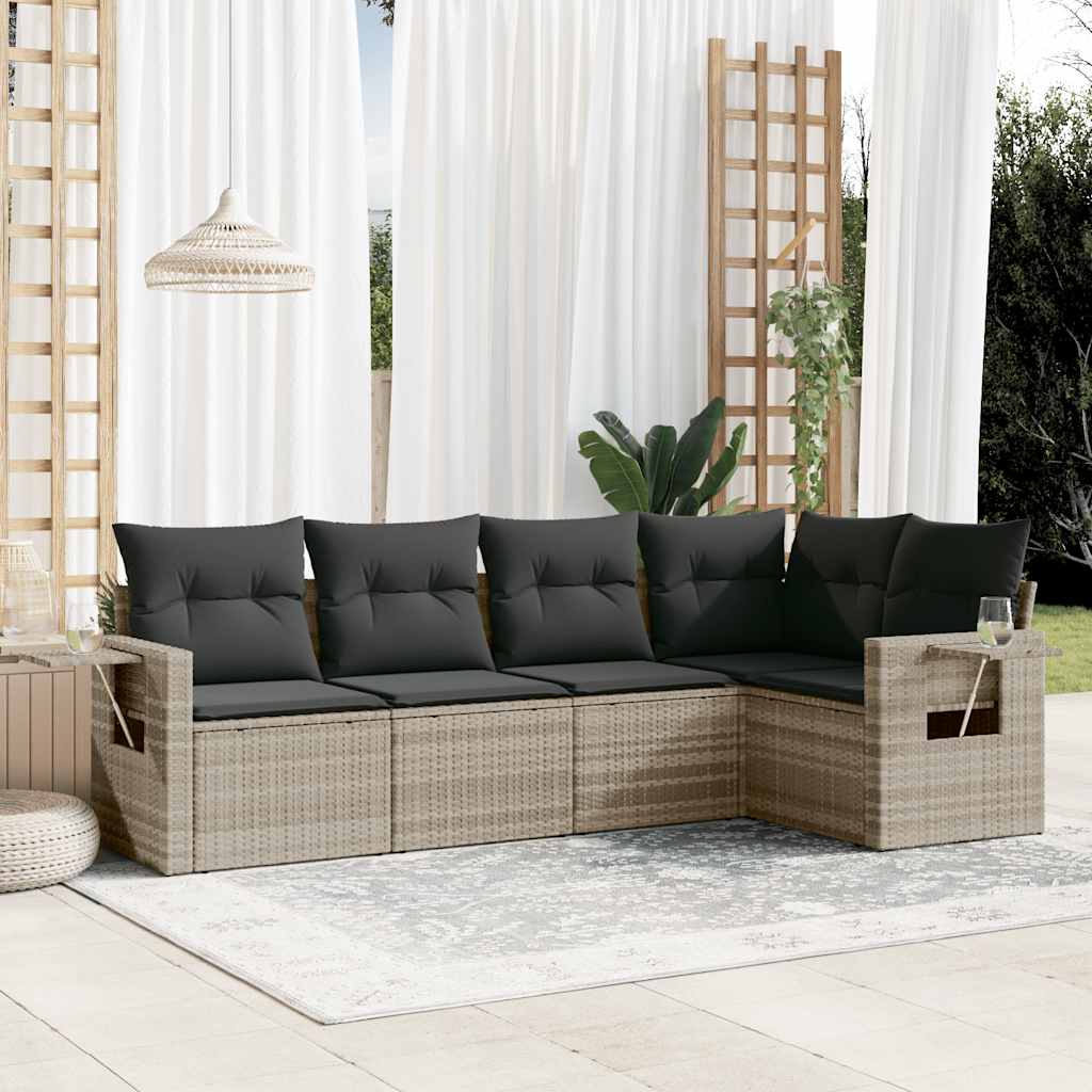 Set Mobilier De Grădină Cu Perne, 5 Piese, , Poliratan