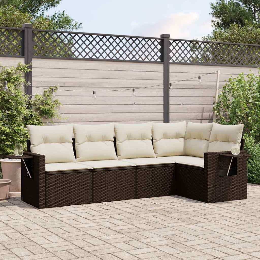 Set Mobilier De Grădină Cu Perne, 5 Piese, , Poliratan
