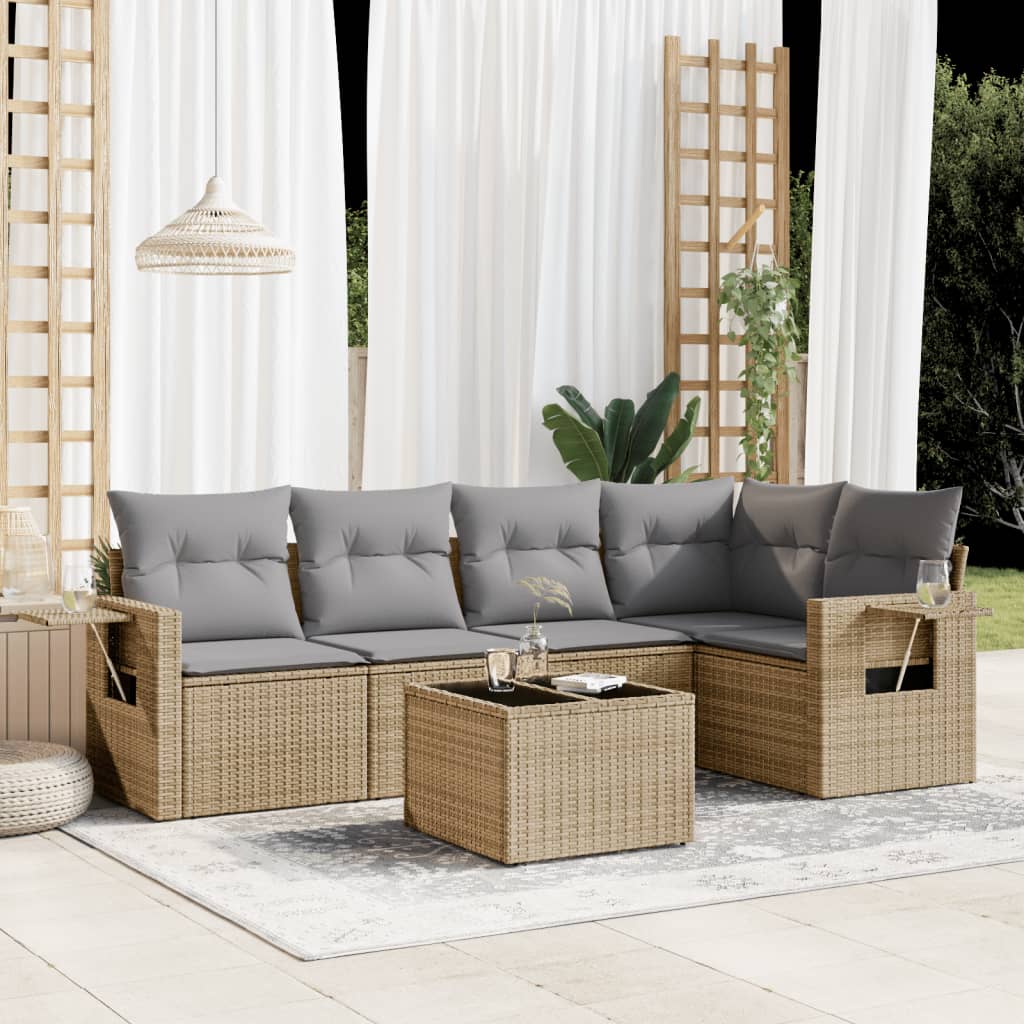 Set Mobilier De Grădină Cu Perne, 5 Piese, , Poliratan