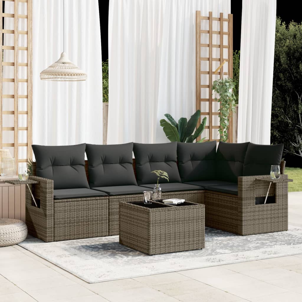 Set Mobilier De Grădină Cu Perne, 5 Piese, , Poliratan