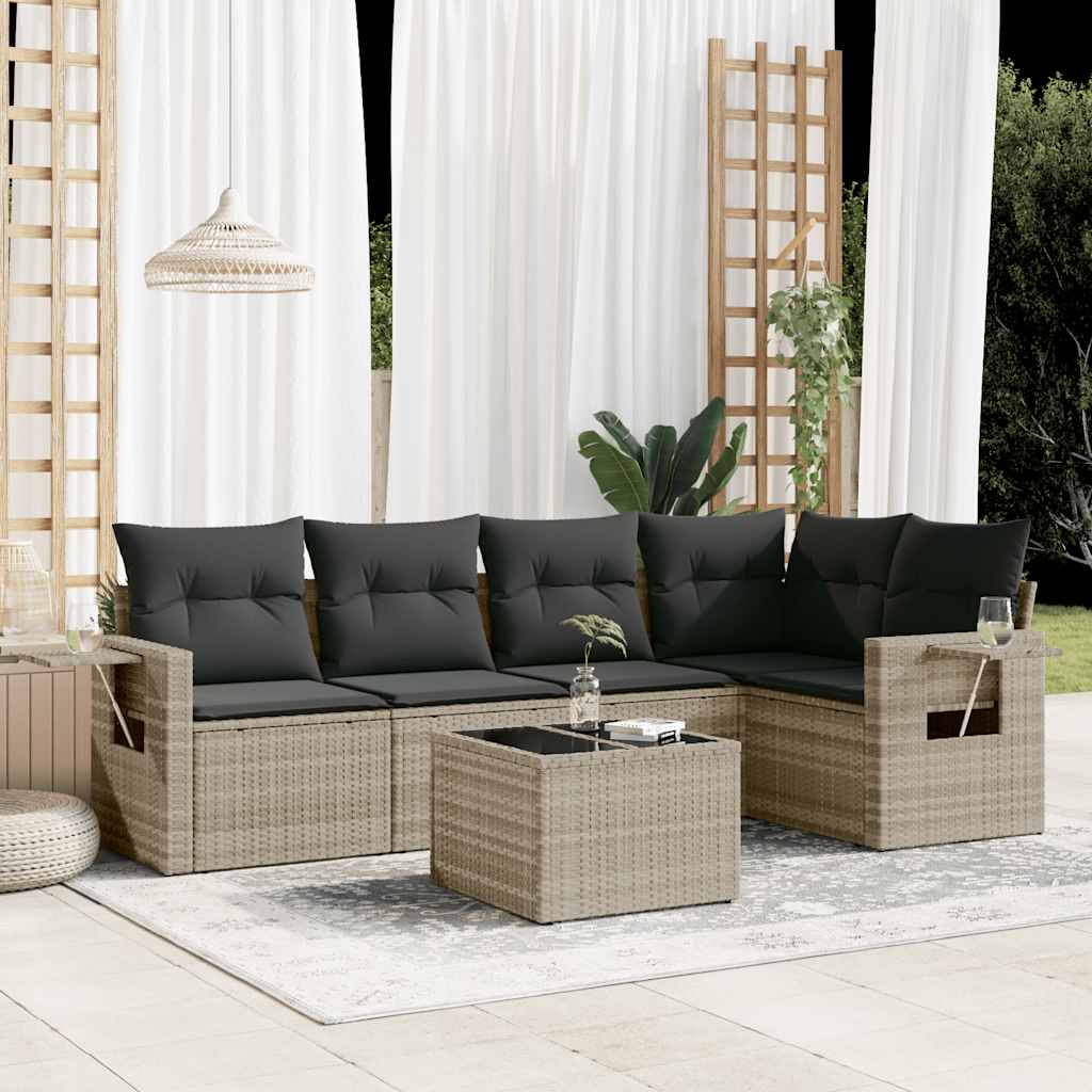 Set Mobilier De Grădină Cu Perne, 5 Piese, , Poliratan