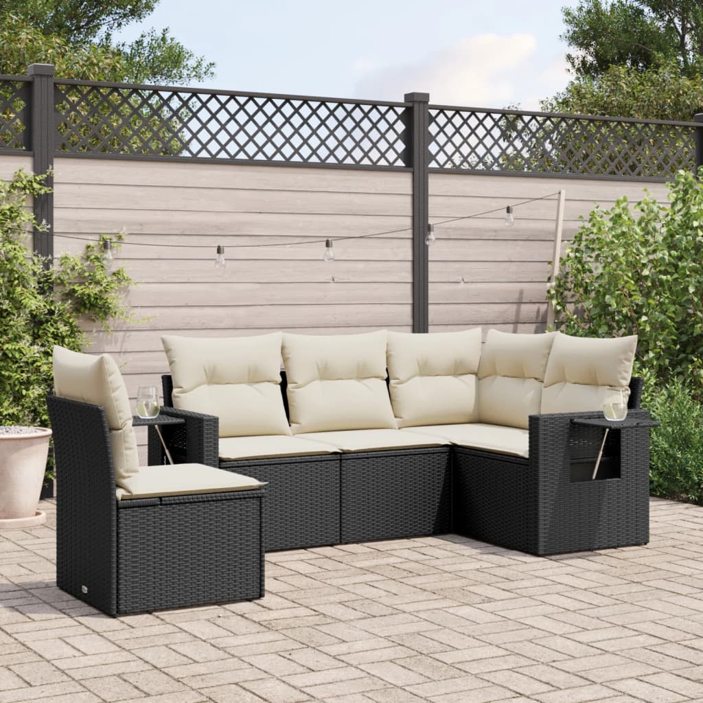 Set Mobilier De Grădină Cu Perne, 5 Piese, , Poliratan