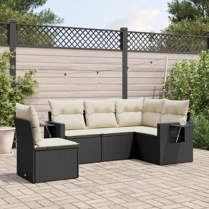 Set Mobilier De Grădină Cu Perne, 5 Piese, , Poliratan