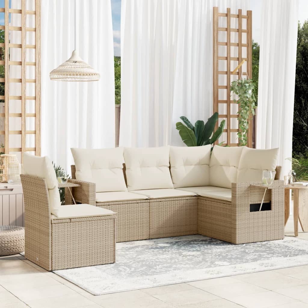 Set Mobilier De Grădină Cu Perne, 5 Piese, , Poliratan
