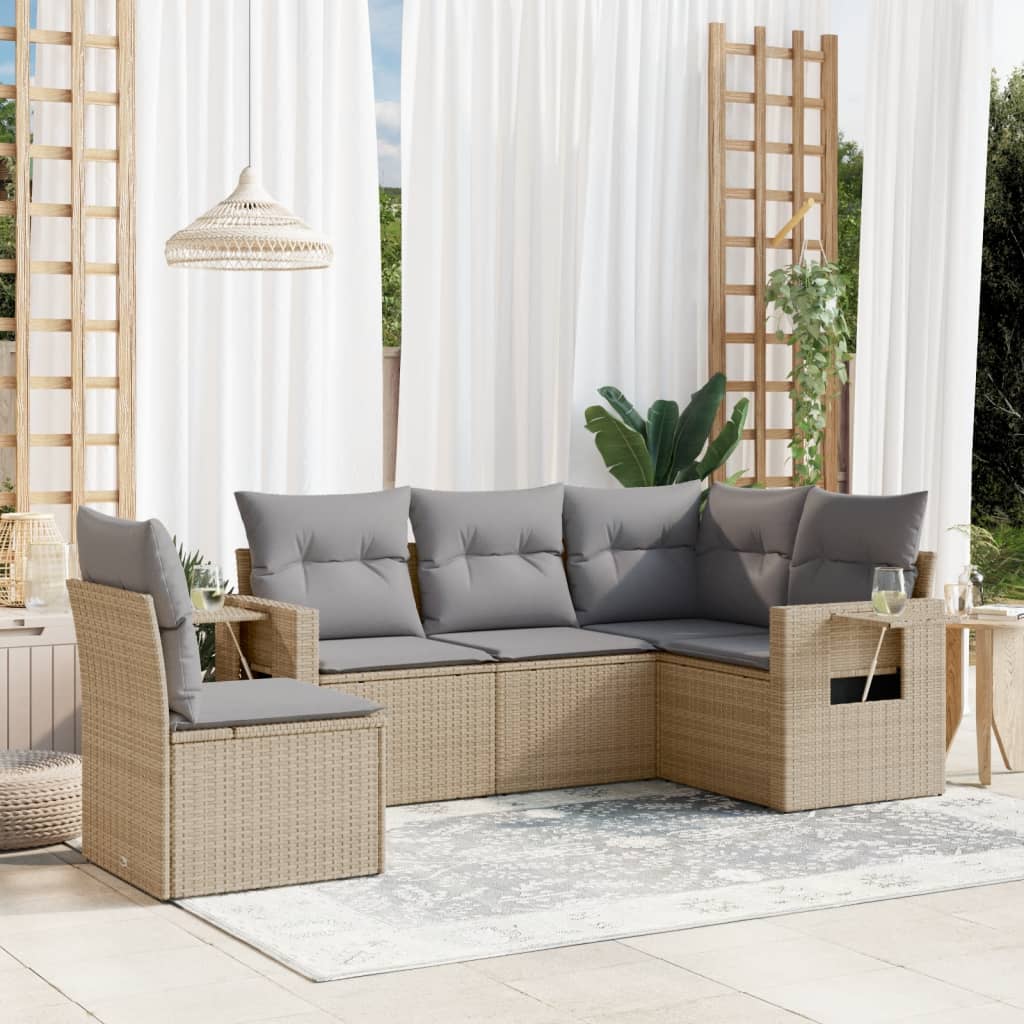 Set Mobilier De Grădină Cu Perne, 5 Piese, , Poliratan