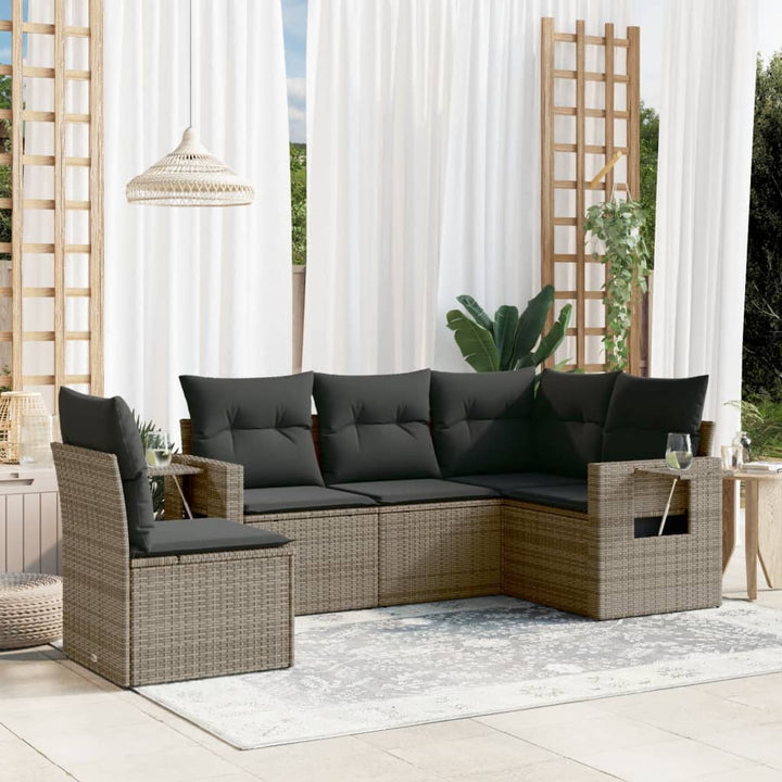 Set Mobilier De Grădină Cu Perne, 5 Piese, , Poliratan