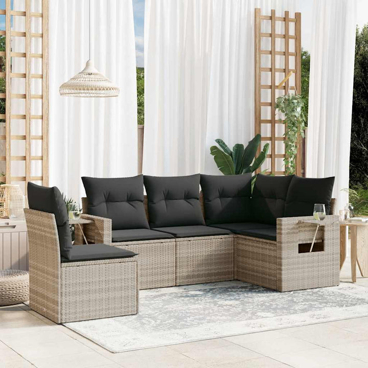 Set Mobilier De Grădină Cu Perne, 5 Piese, , Poliratan
