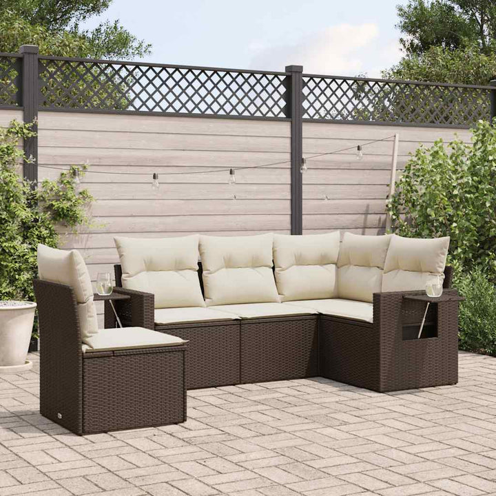 Set Mobilier De Grădină Cu Perne, 5 Piese, , Poliratan