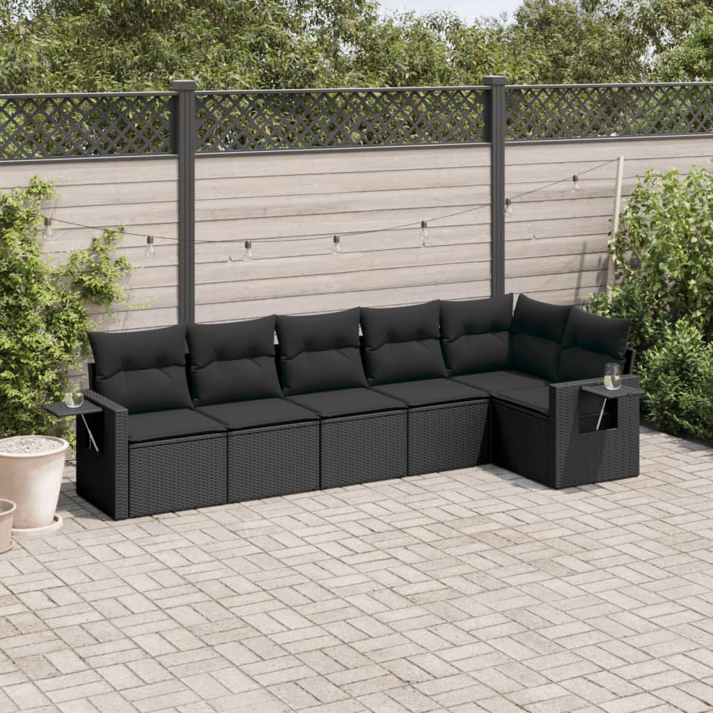 Set Canapele De Grădină Cu Perne, 6 Piese, Bej, Poliratan