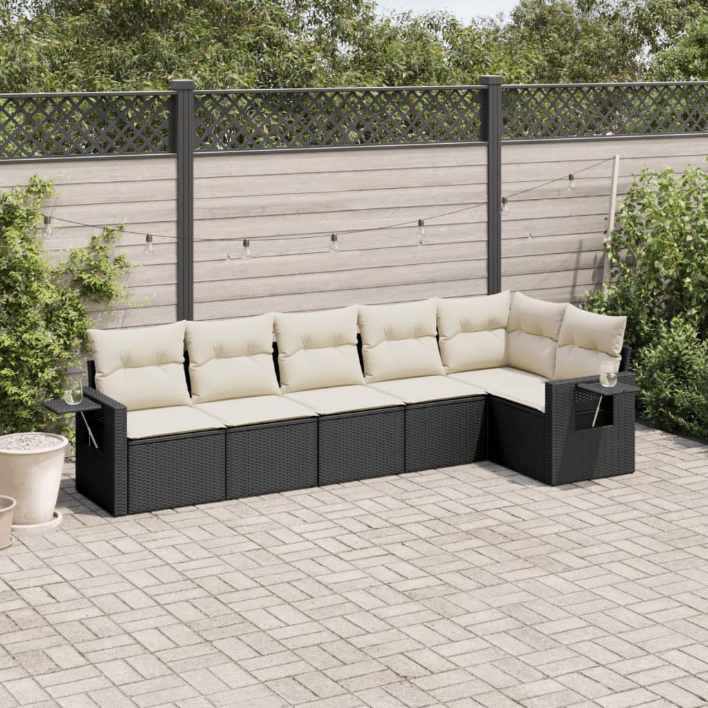 Set Canapele De Grădină Cu Perne, 6 Piese, Bej, Poliratan