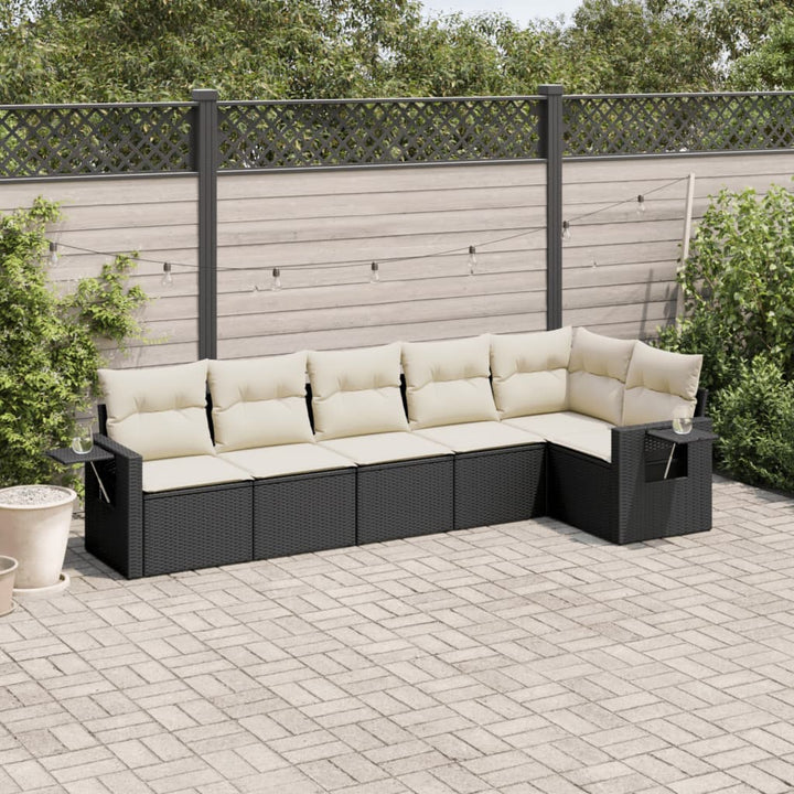 Set Canapele De Grădină Cu Perne, 6 Piese, Bej, Poliratan